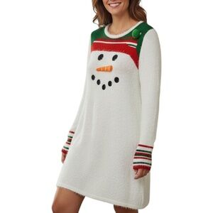 Born Famous Women’s XL Snowman Holiday Sweater Dress Ugly Christmas Festive